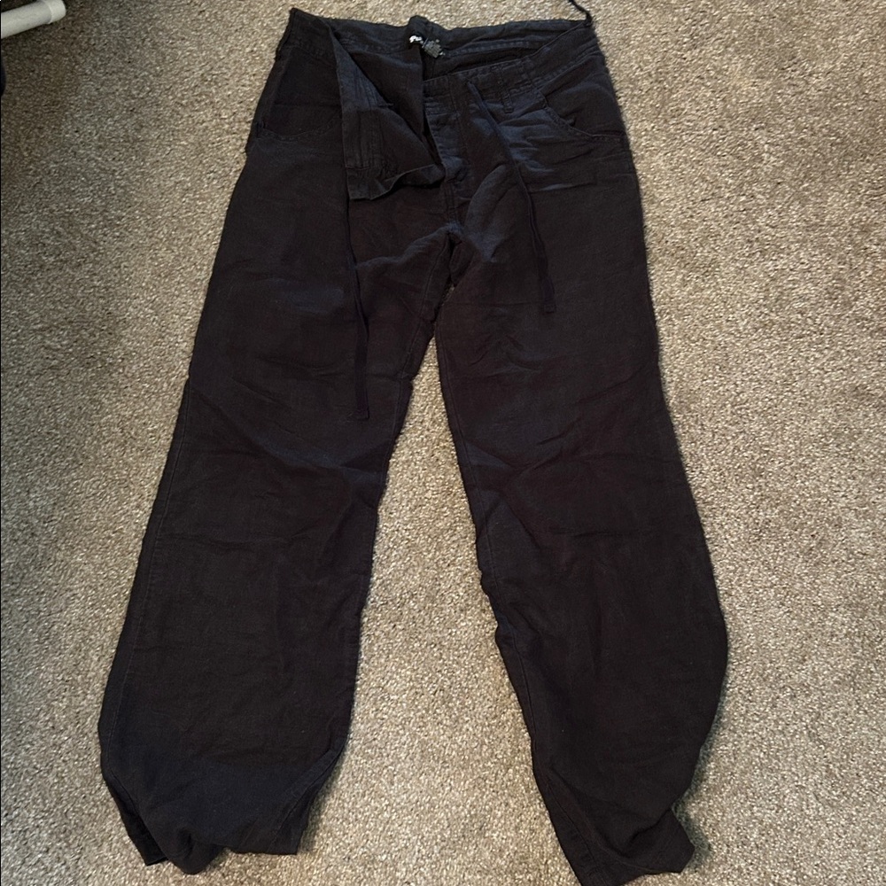 Planet Gold Black Linen Lounge Pants